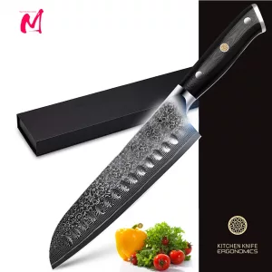 Damascus Kitchen knives Santoku Knife 7" Japanese VG10 Super Steel 67 Layer High Carbon Stainless Steel G10 Handle Meat Cleaver