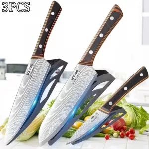 3PCS Stainless Steel Chef Knife Set Professional Handmade Forged Sharp Kitchen Knife Wooden Handle Meat Fish Slicing Boning