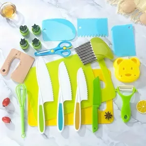 Kids Cooking Cutter Set Kids Knife Toddler Cutter Plastic Cake Fruit Knives Children DIY Peeler Tools Kitchen Accessories