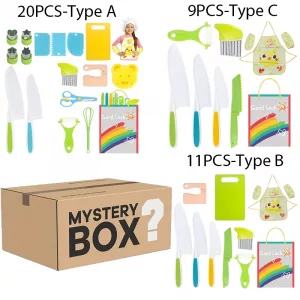 9PCS /11PCS /20PCS Mystery Surprise Gift Box Kids  DIY Cooking Cutter Set Rainbow Kitchen Accessories Safe Fun Children's Toys
