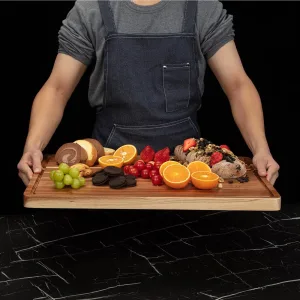 Large Acacia Cutting Board with Juice Groove & Side Handles
