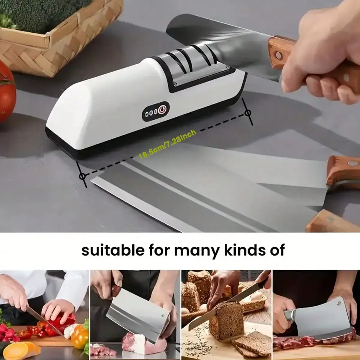 Compact electric kitchen knife sharpener