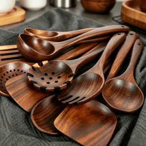 10-Piece Wooden Kitchen Utensil Set
