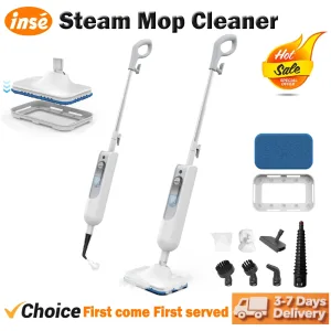 INSE 6-in-1 Steam Mop with Detachable Handheld Cleaner, 360 mL Tank