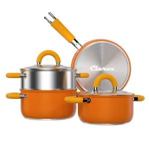 Stainless-Steel Cookware Set with Frying Pans & Steamer