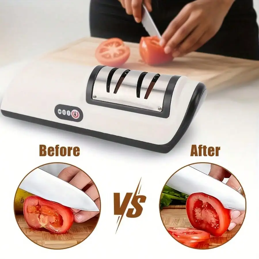Two-speed controls on electric knife sharpener