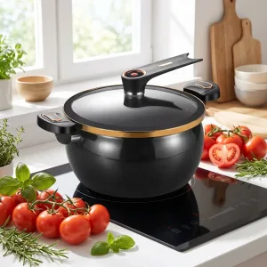 7 L Nonstick Stock Pot with Locking Glass Lid
