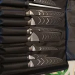 8-Piece Damascus-Style Kitchen Knife Set with Wood Handles & Nylon Bag photo review