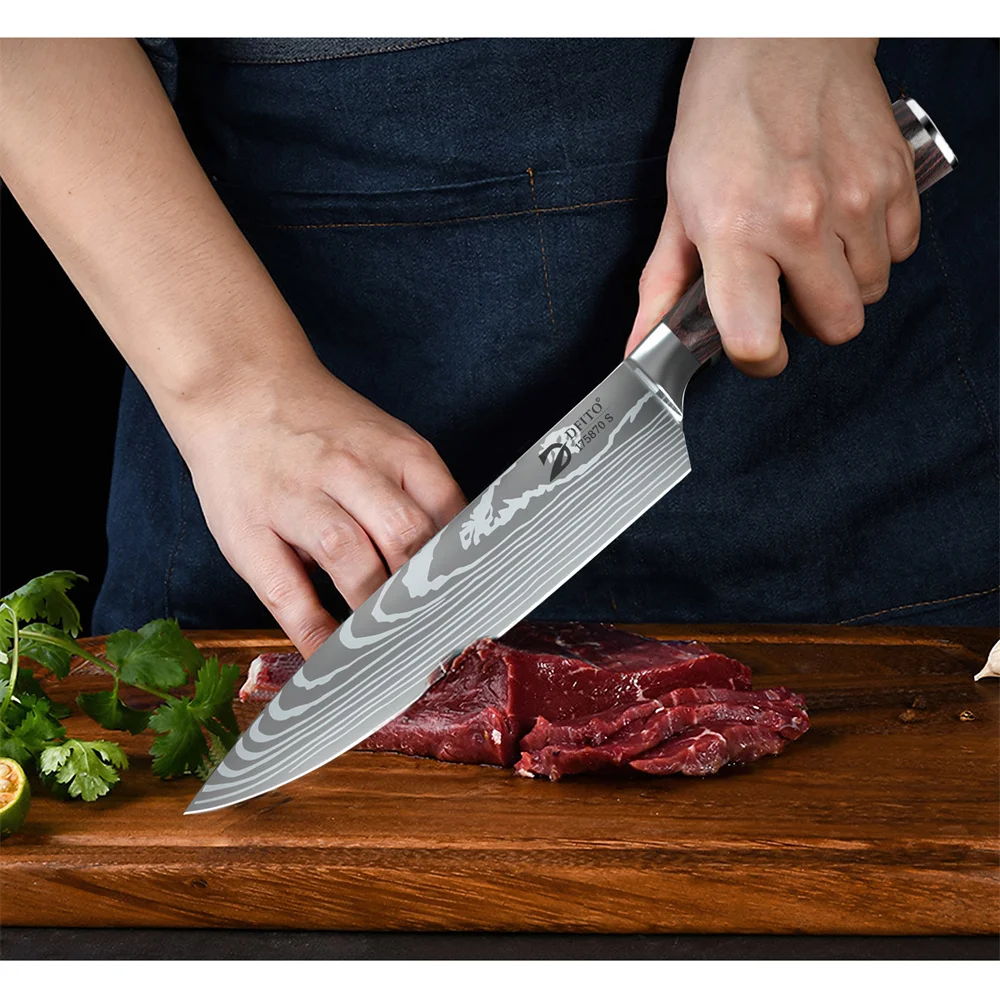Japanese-style Santoku chef and cleaver knife set